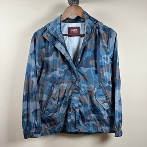 Ci Sono Los Angeles Camo Navy Blue Hooded Rain‎ Windbreaker Jacket S